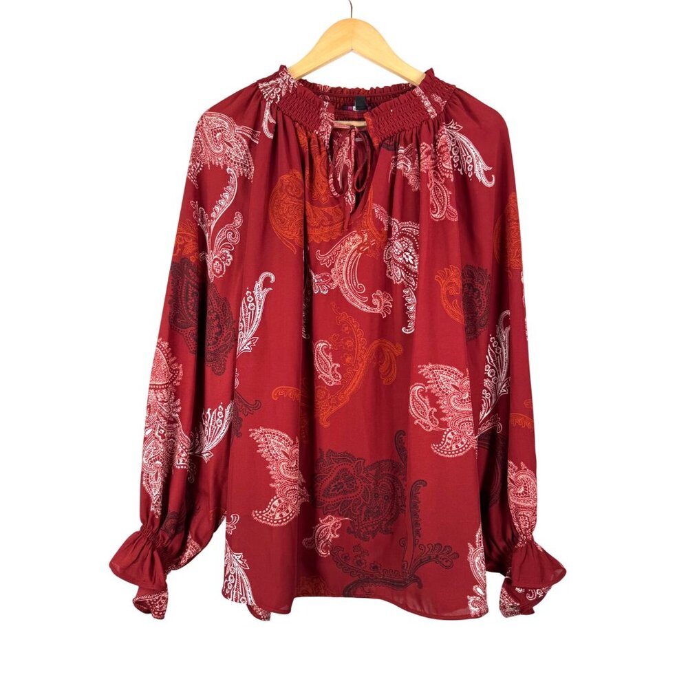 Cocomo women ruffle floral boho blouse relaxed paisley sz 4X